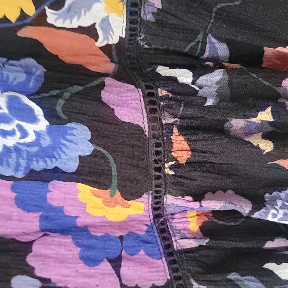 Anthropologie Josie Dolman Sleeve Floral High Low Ruffle Hem Top Size Xs X Small - Picture 6 of 7